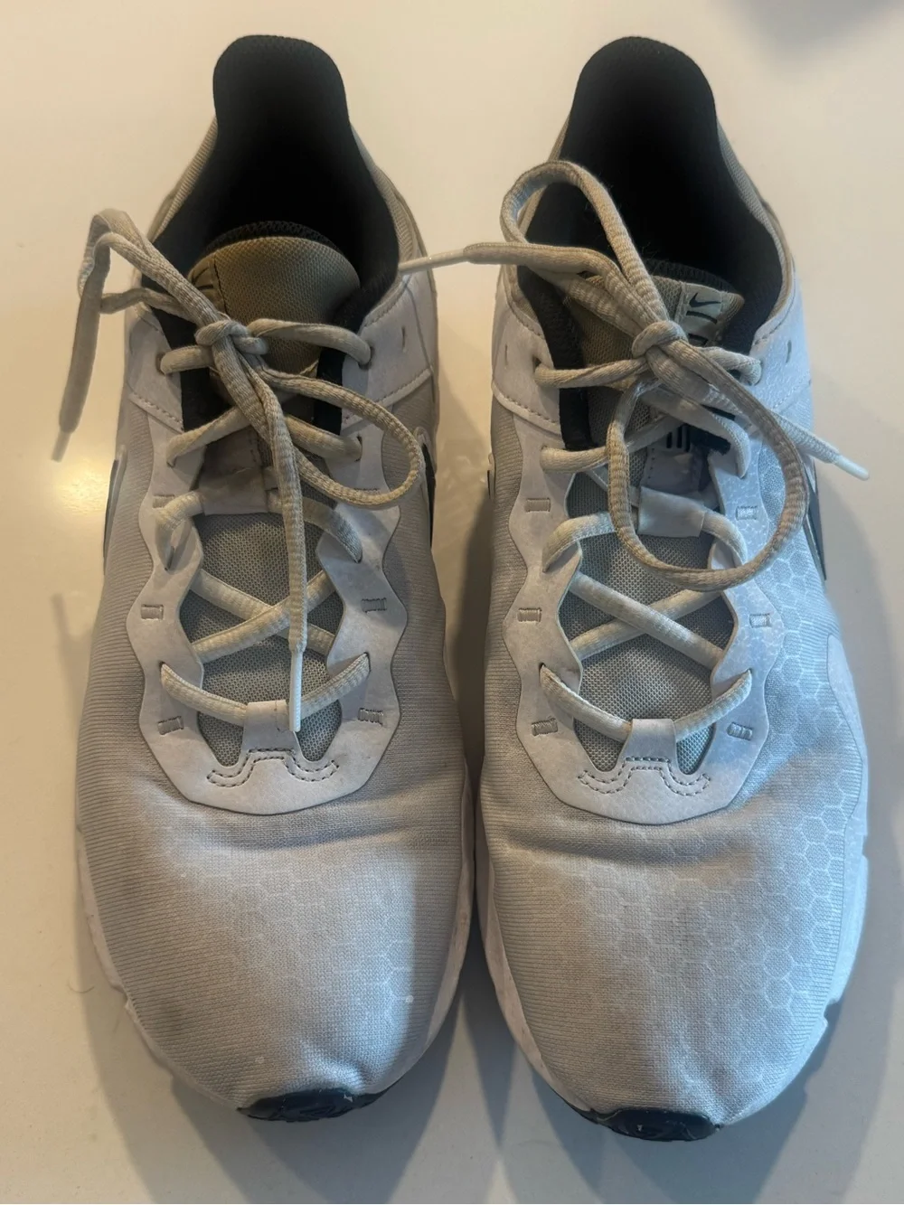 Nike Legend Essential CQ9356-002 Mens Size 10 - White Sneakers with Black Swoosh